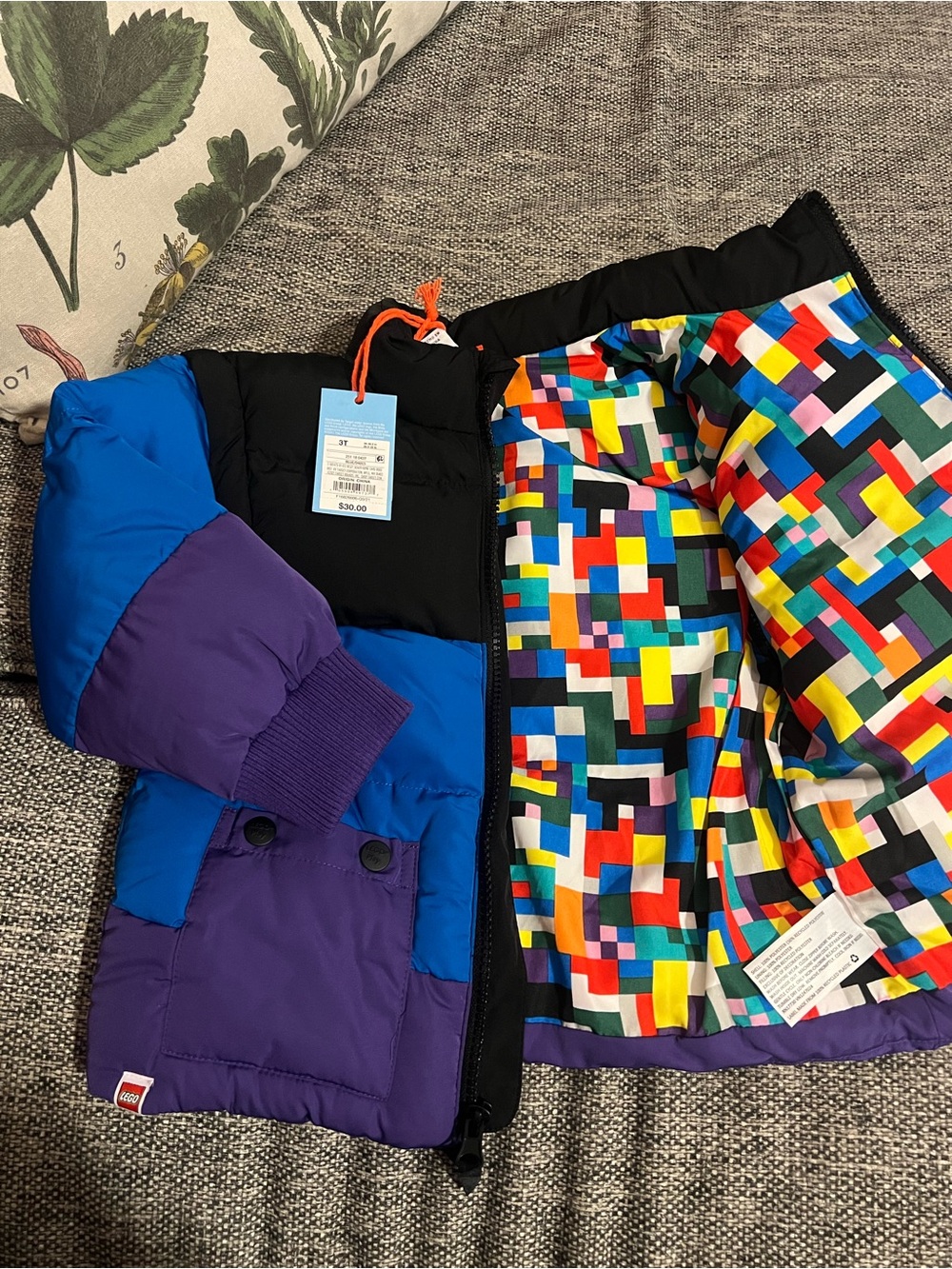 NWT Target LEGO Reversible 3 in 1 Puffer Jacket Toddler Size 3T